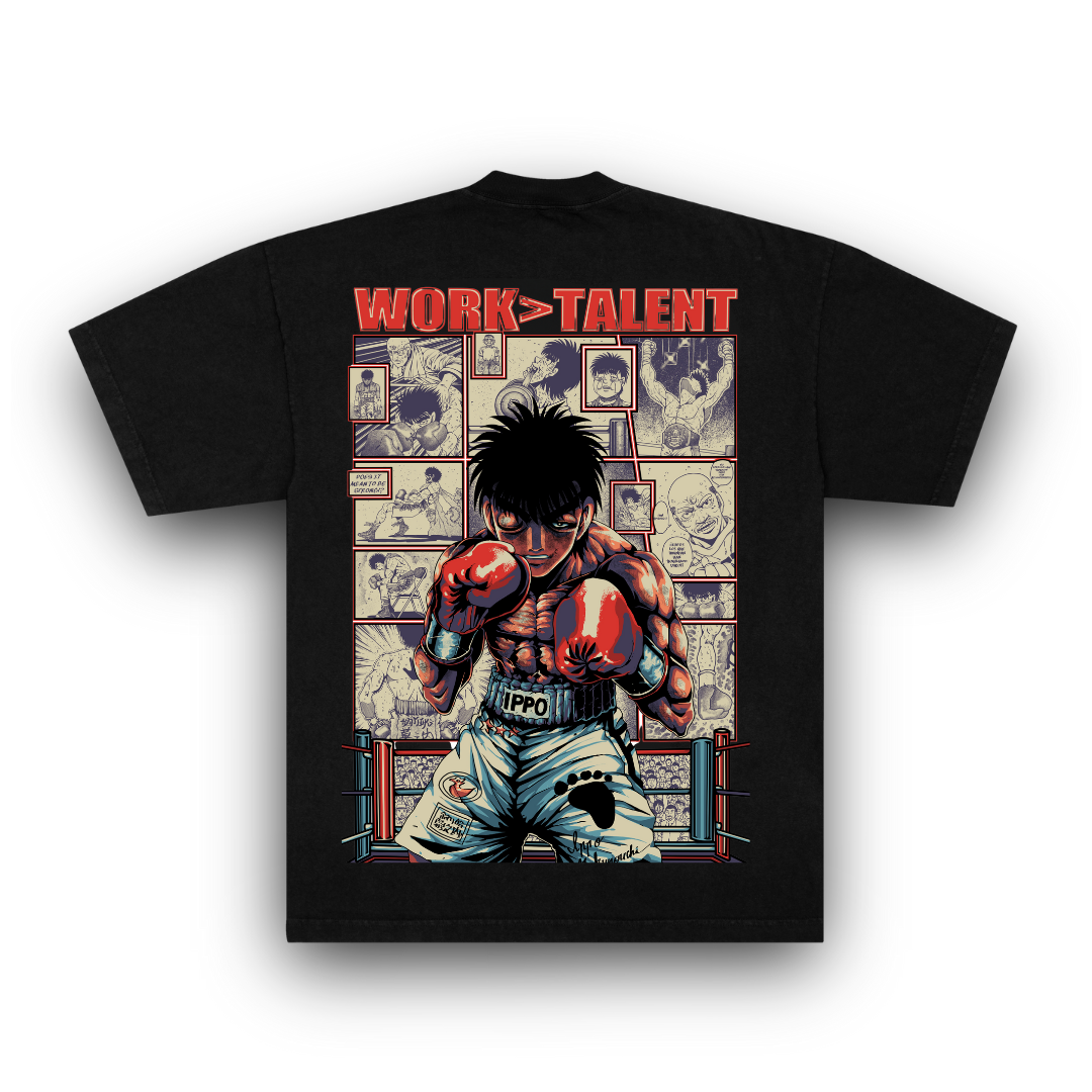 CAMISETA OVERSIZE -  ❛Work>talent❜ - NEGRA