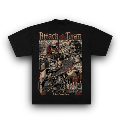 CAMISETA OVERSIZE -  ❛Attack on Skinny Titan❜ - NEGRA
