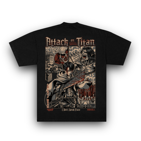 CAMISETA OVERSIZE -  ❛Attack on Skinny Titan❜ - NEGRA