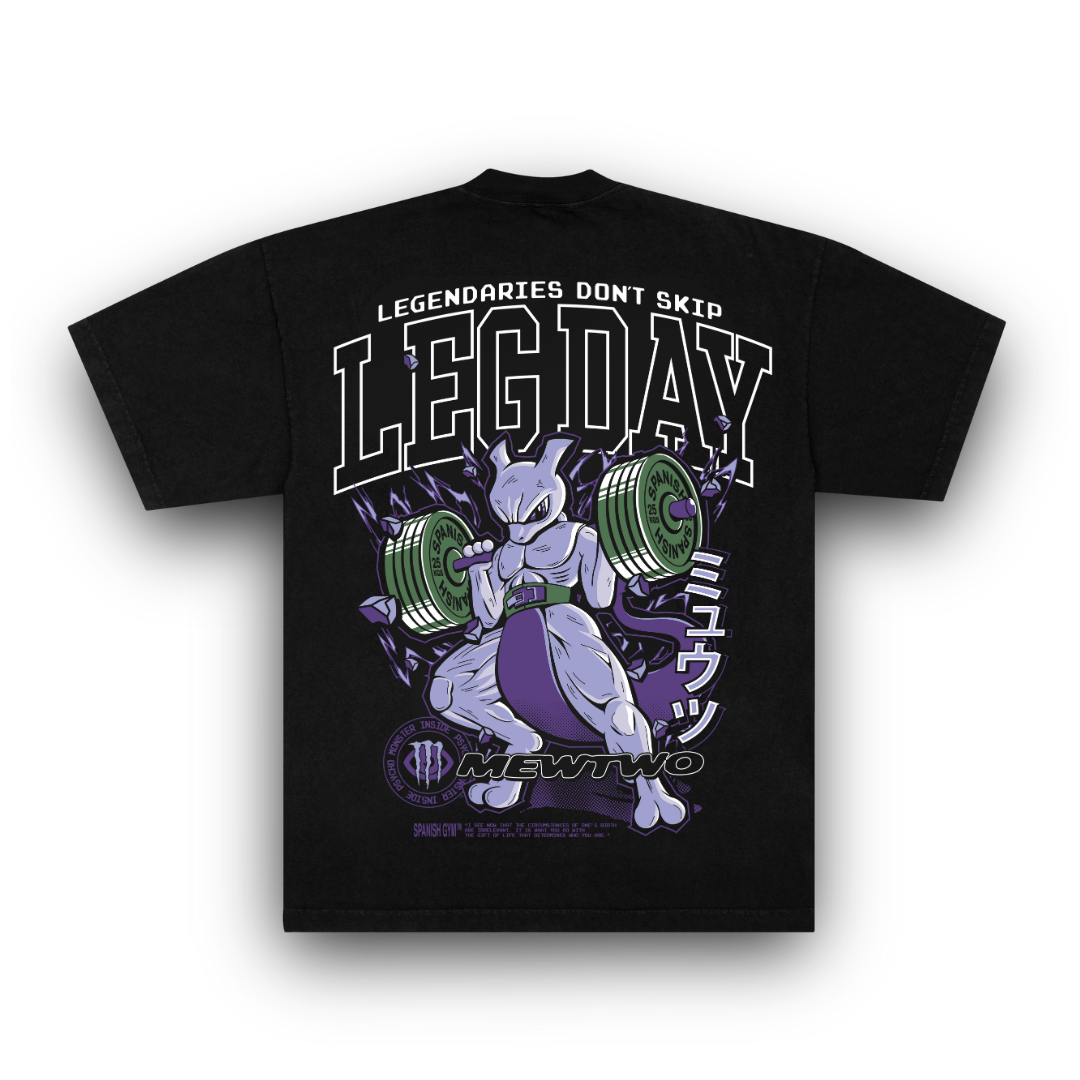 CAMISETA OVERSIZE - ❛Leg day - NEGRA