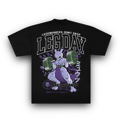 CAMISETA OVERSIZE - ❛Leg day - NEGRA