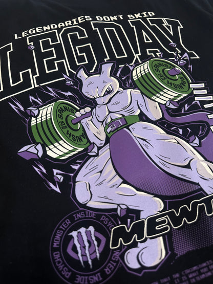 CAMISETA OVERSIZE - ❛Leg day - NEGRA