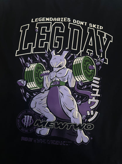 CAMISETA OVERSIZE - ❛Leg day - NEGRA